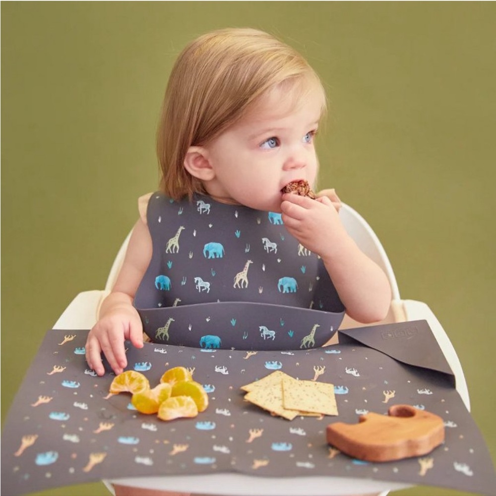 Kids Safari Print Bib and Placemat Set